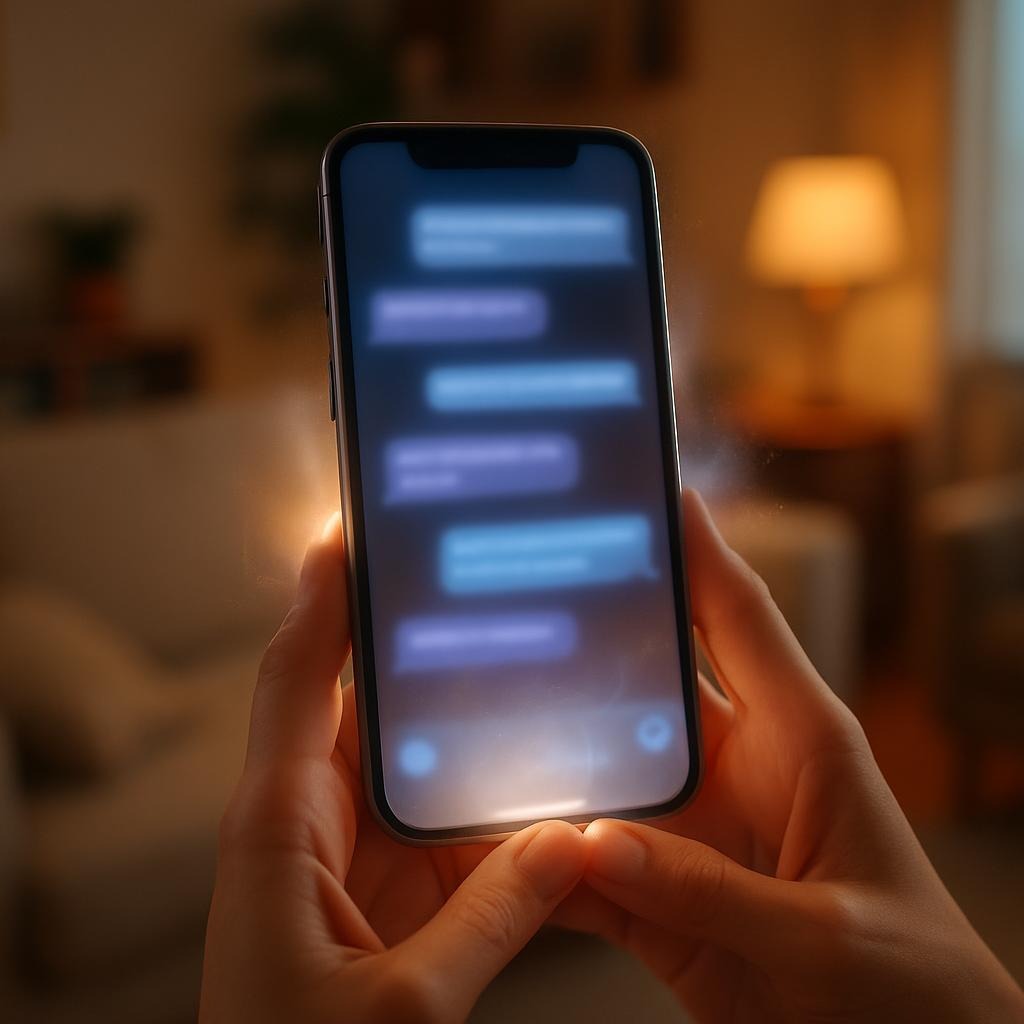 Persona enviando mensaje por telefono